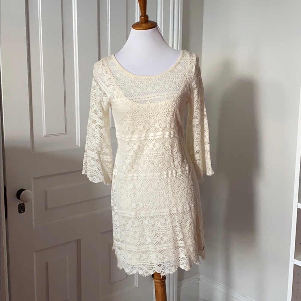 Cream crochet beach dress